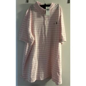Ralph Lauren Short Sleeved Polo Shirt - Size XXL Pink & White Striped